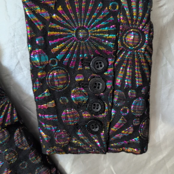 Rebecca Minkoff Blazer Jacket Womens 0 Black Base/Iridescent Maximalist Textured - Picture 5 of 15